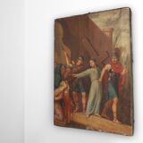 Peinture religieuse de la Passion du Christ à l'huile sur toile, Belgique vers 1900