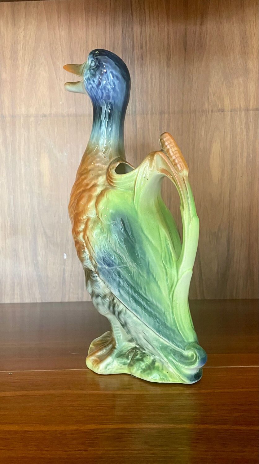 Carafe pichet canard colbert en barbotine de Saint Clément