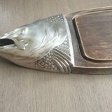 Wood/Silver Metal cutting board