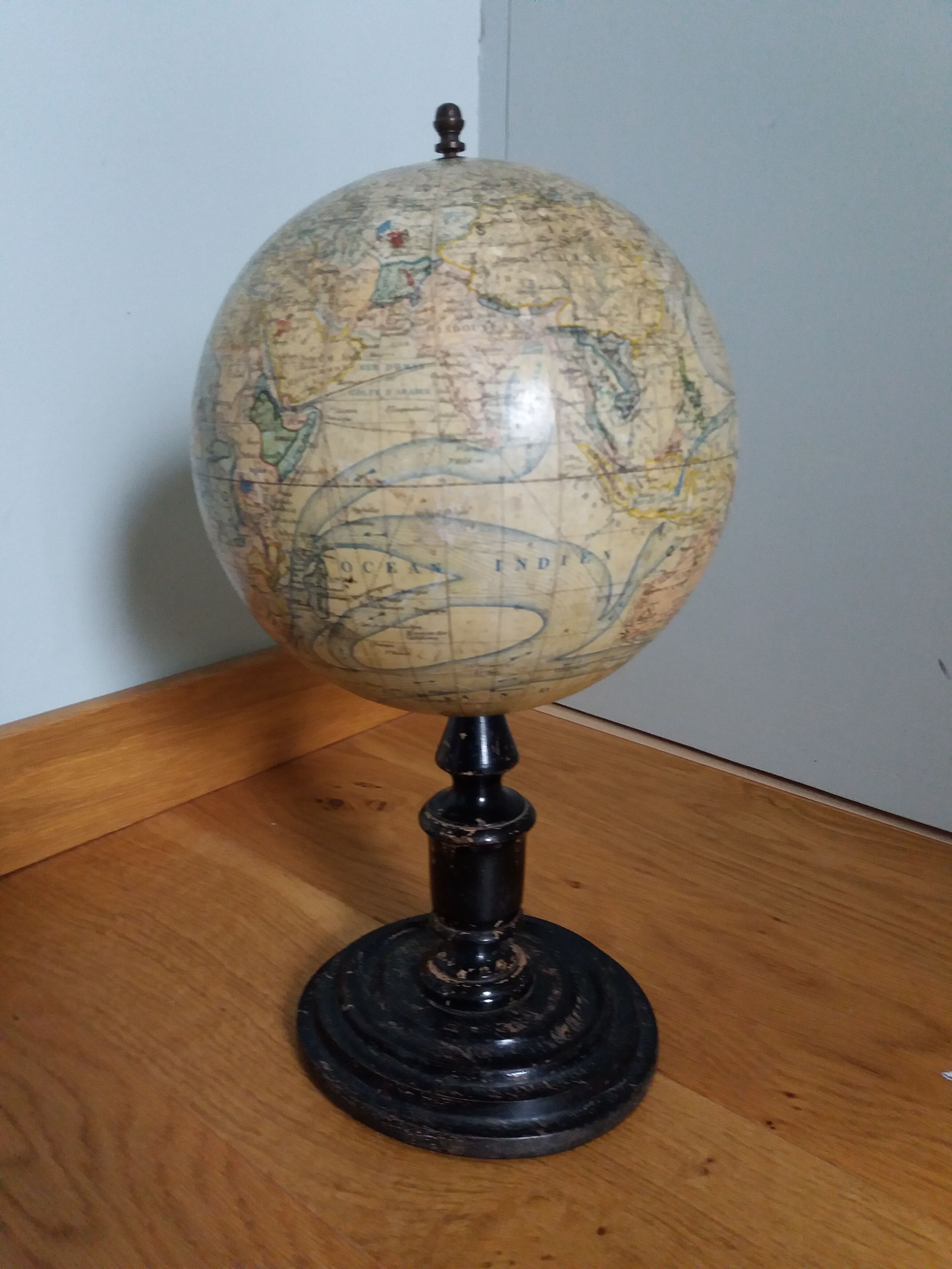 Lebegue 19th century Napoleon III world map globe