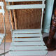 6 antique folding garden chairs made of painted wood and metal.