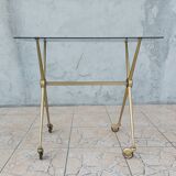 Vintage serving tray in brass and smoked glass 1960