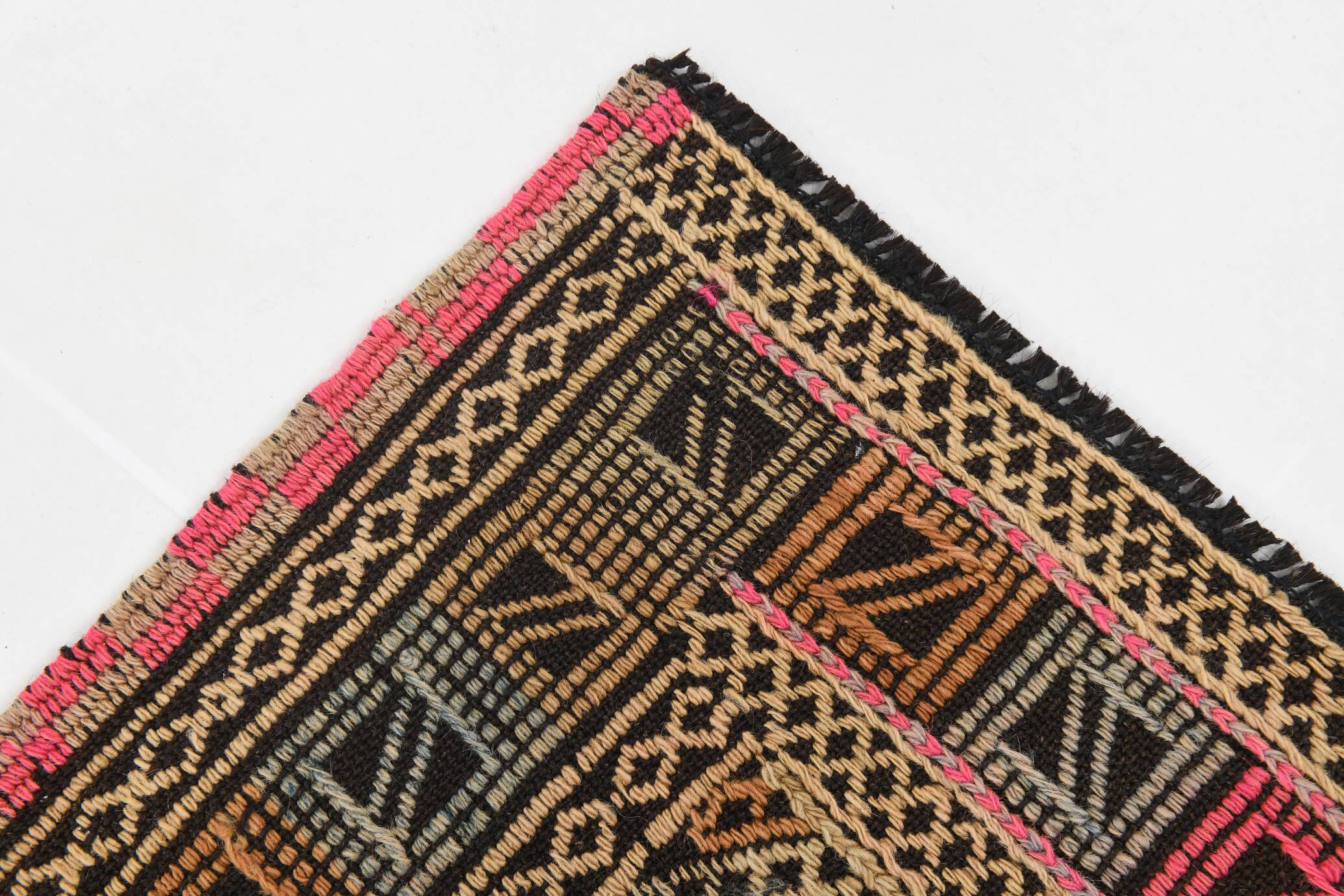 Yellow & Brown Tribal Vintage Kilim Rug, 184x246Cm