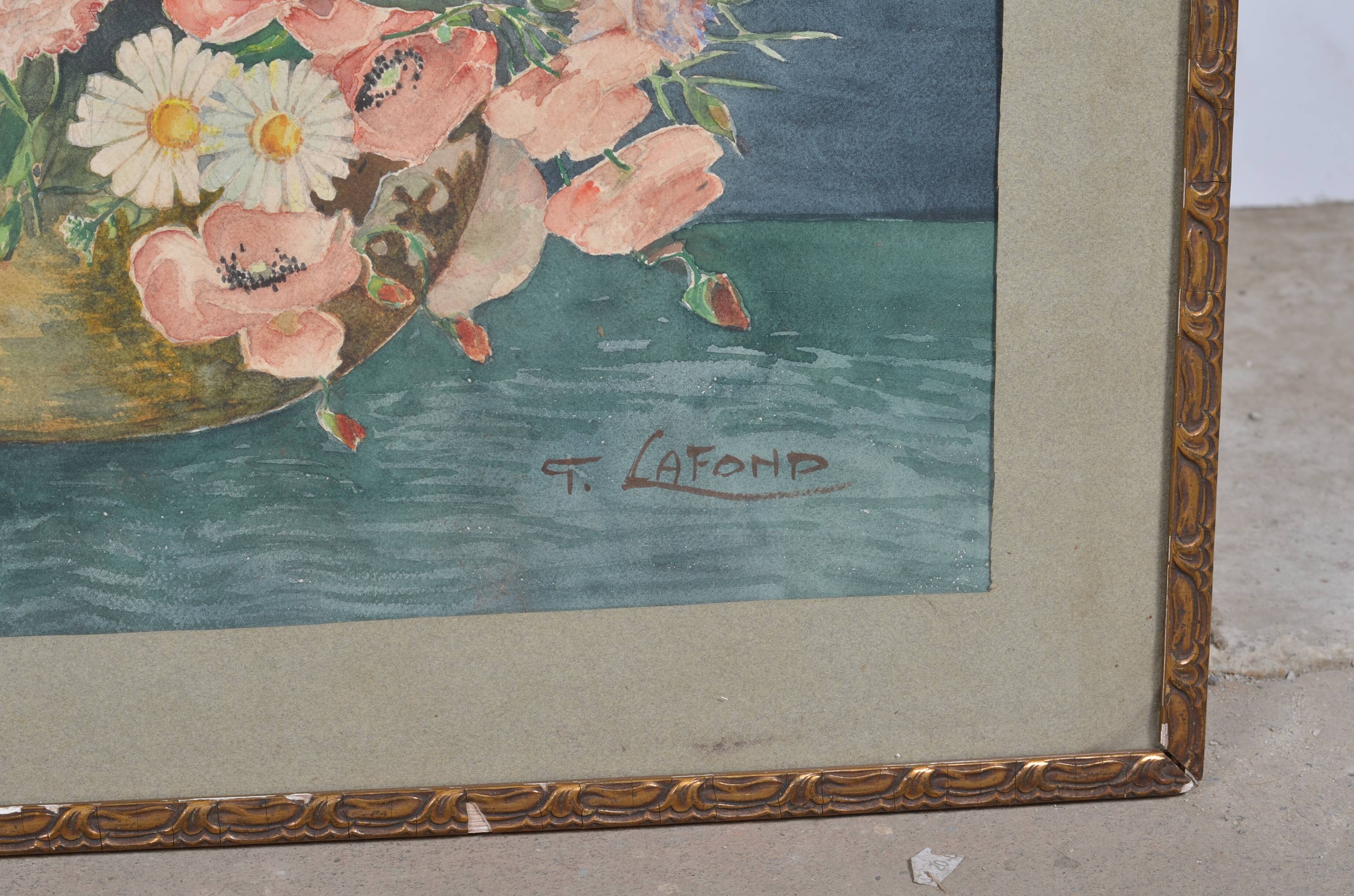 Aquarelle ancienne bouquet de fleurs