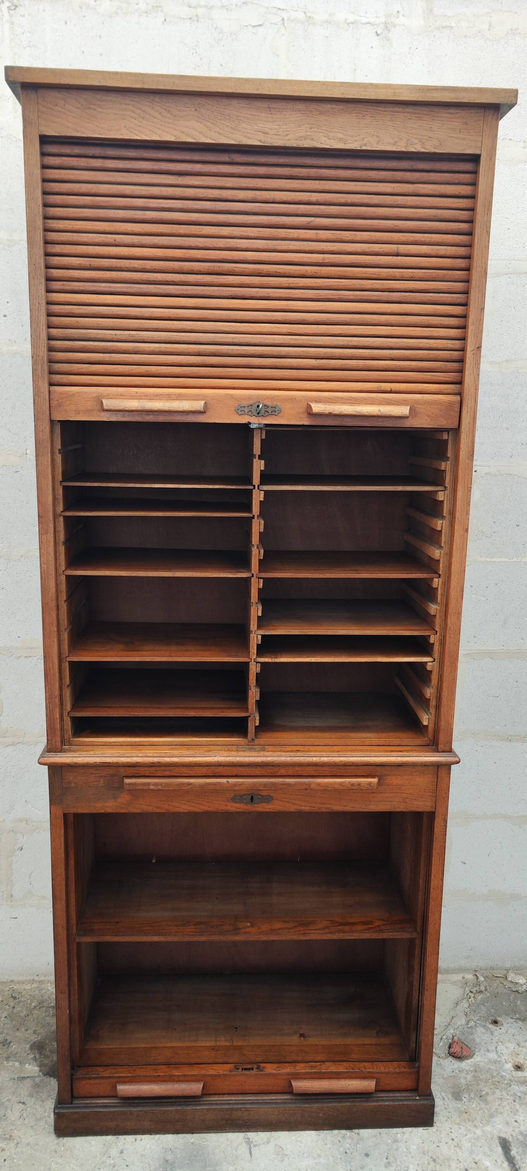 Old oak curtain filing cabinet
