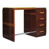 Vintage desk, wooden Art Deco desk from the 1930s, desk with drawers.