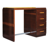 Vintage desk, wooden Art Deco desk from the 1930s, desk with drawers.