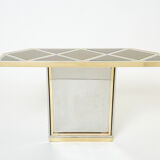 Console chrome laiton verre opalin noir de romeo rega 1970