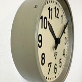 Grey Industrial Factory Wall Clock from Pragotron, 1950s