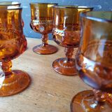 Vintage 1960s amber glasses series of 6
