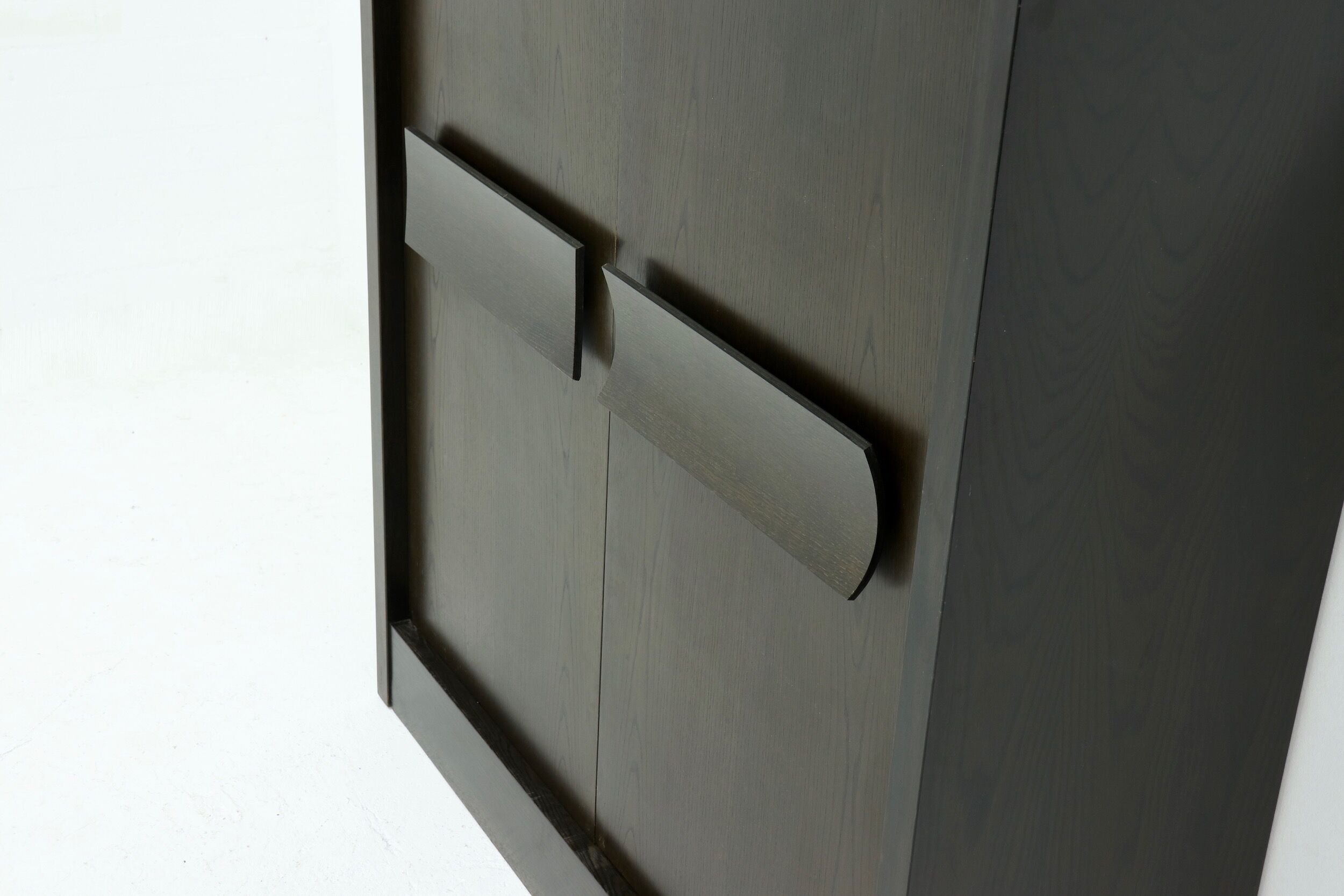 Brutalist Belgian Bar Cabinet in Dark Brown Stained Oak, 1970s