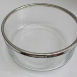 Glass bowl silver metal edge