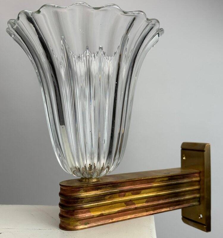 Murano Glass Wall Lamps attributed to Ercole Barovier, Italy, 1940s, Set of 2