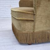 1970s, Danish 2-seater sofa, light green furniture velour, beech wood.