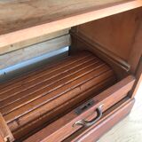 Vintage curtain binder in solid brown oak year 50