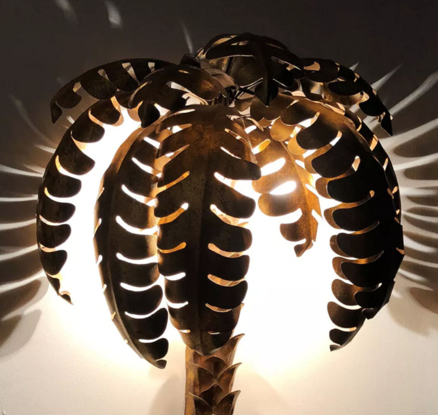 Palm wall lamp Golden Metal Year 70's