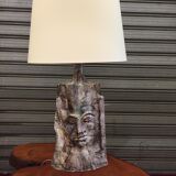 Large glazed ceramic anthropomorphic vase mounted in lamp 1970