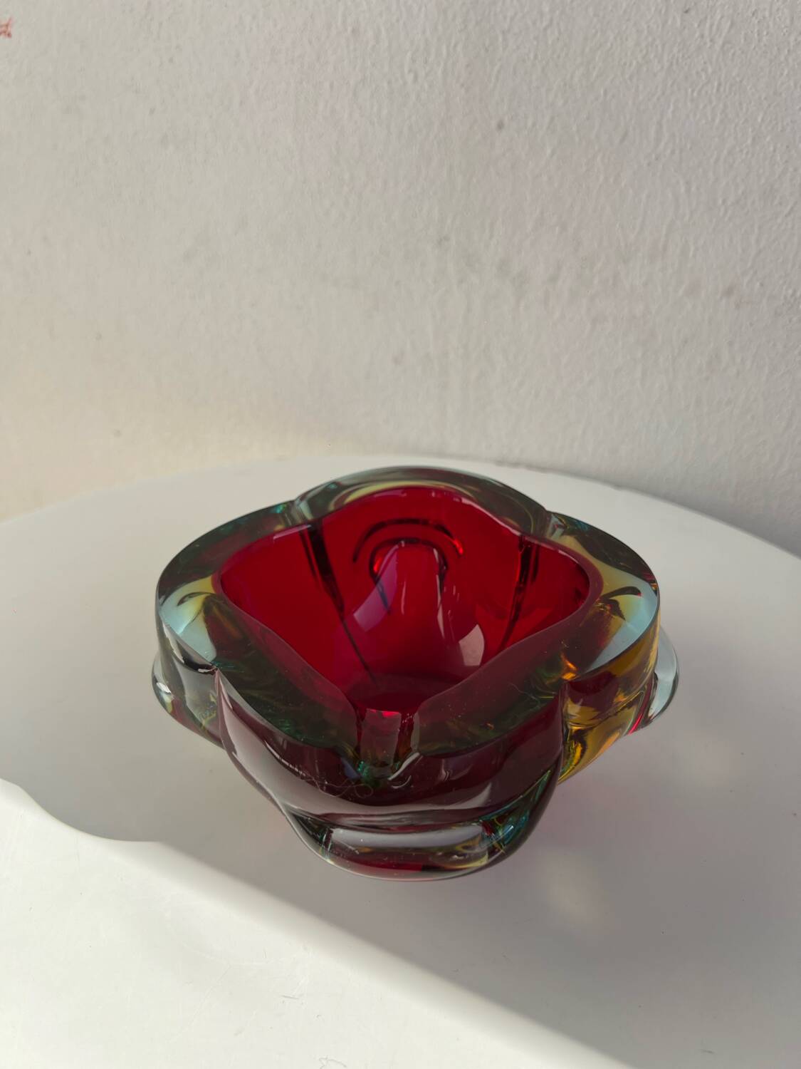 Large Murano glass ashtray / ashtray Sommerso
