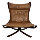 Leather armchair with a beech structure, Falcon model by Sigurd Ressel for Vatne Møbler, Denmark, 1970.