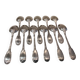 11 silver-plated dessert spoons, OD style, Louis XVI style