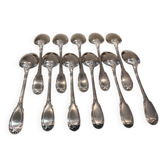11 silver-plated dessert spoons, OD style, Louis XVI style