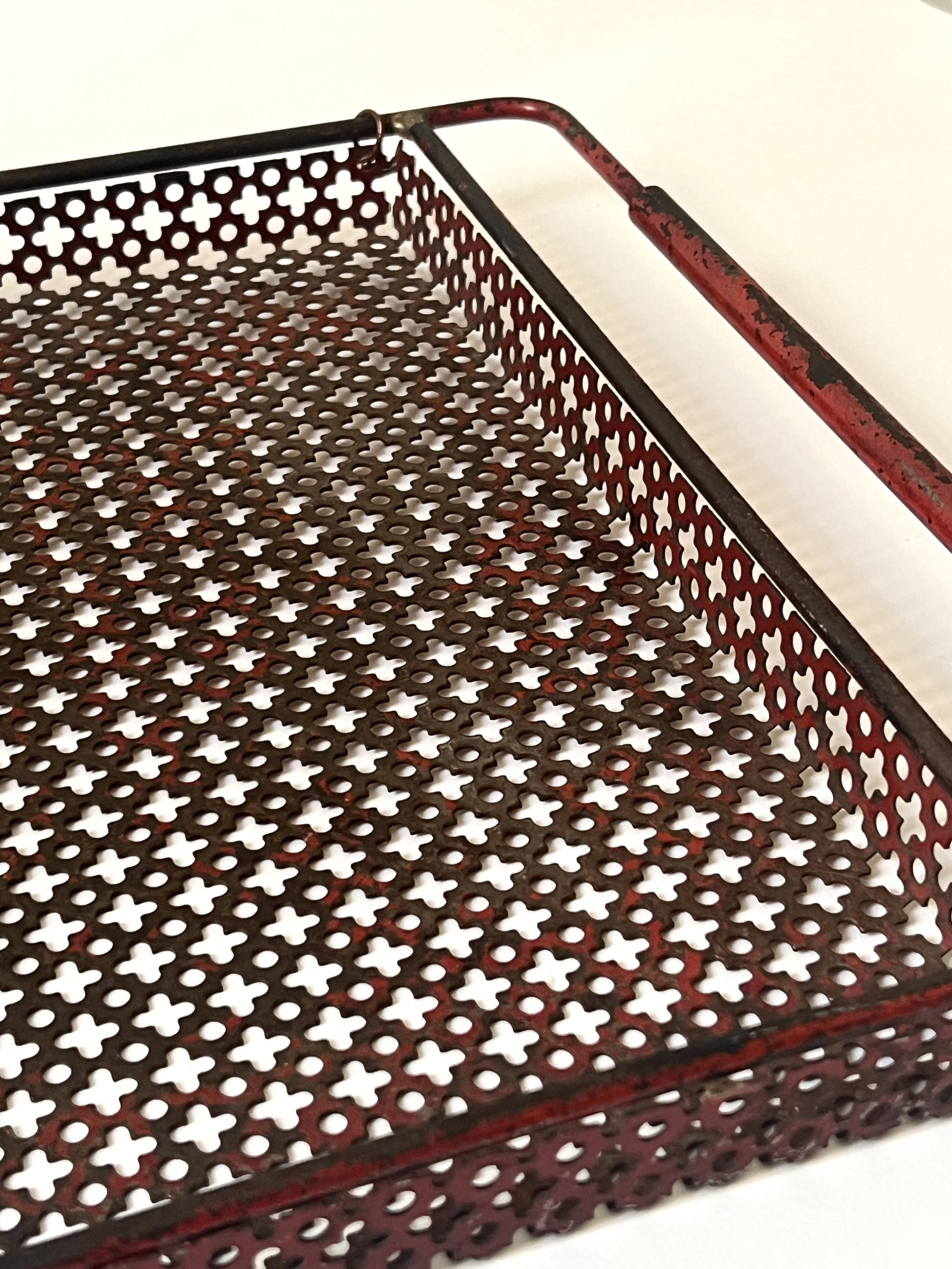 Perforated metal serving tray attributed to Mathieu Matégot, 1950s