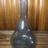 Ancienne bouteille style biot verre soufflé bullé bleuté vintage