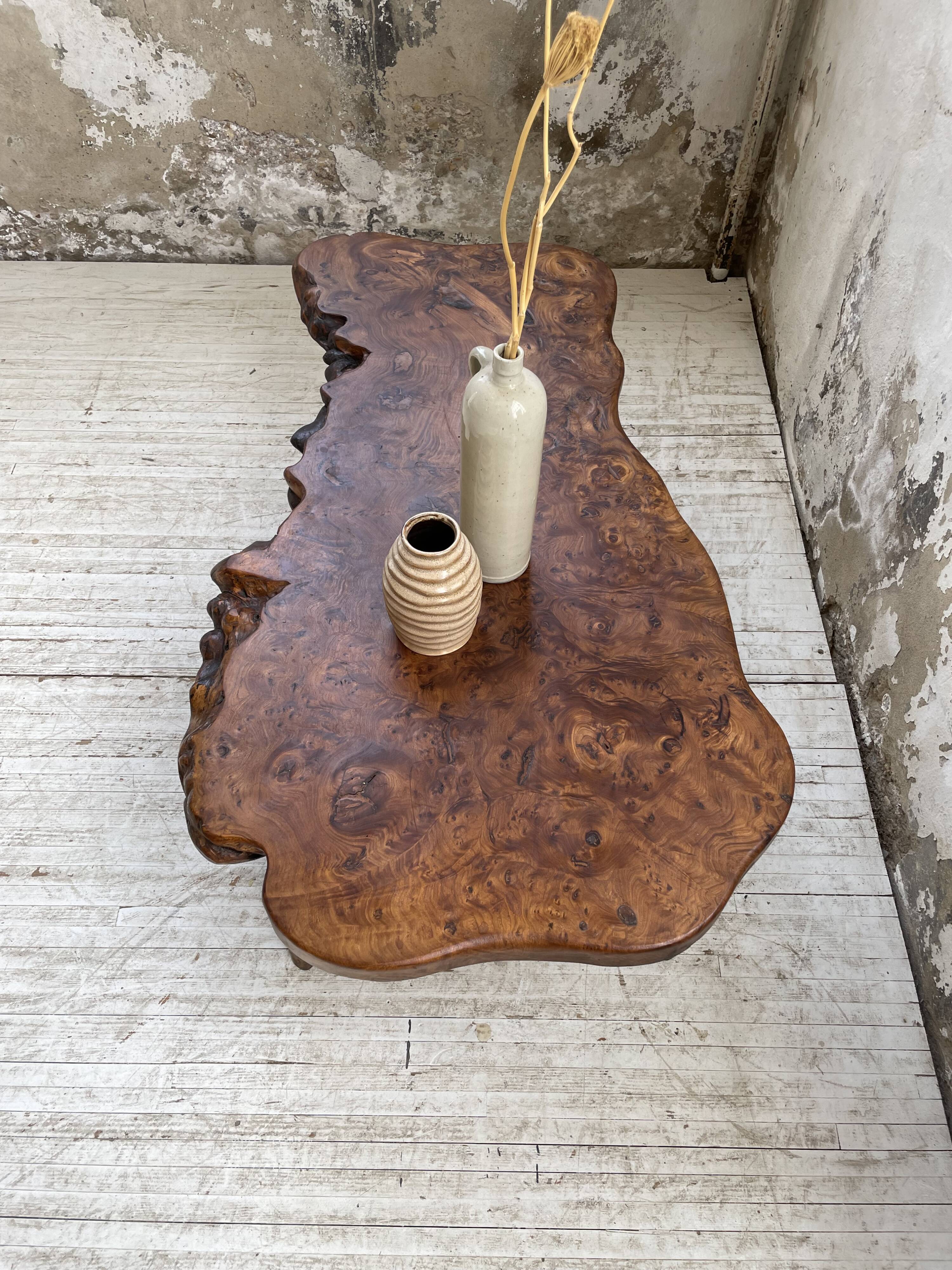 Solid free-form elm coffee table