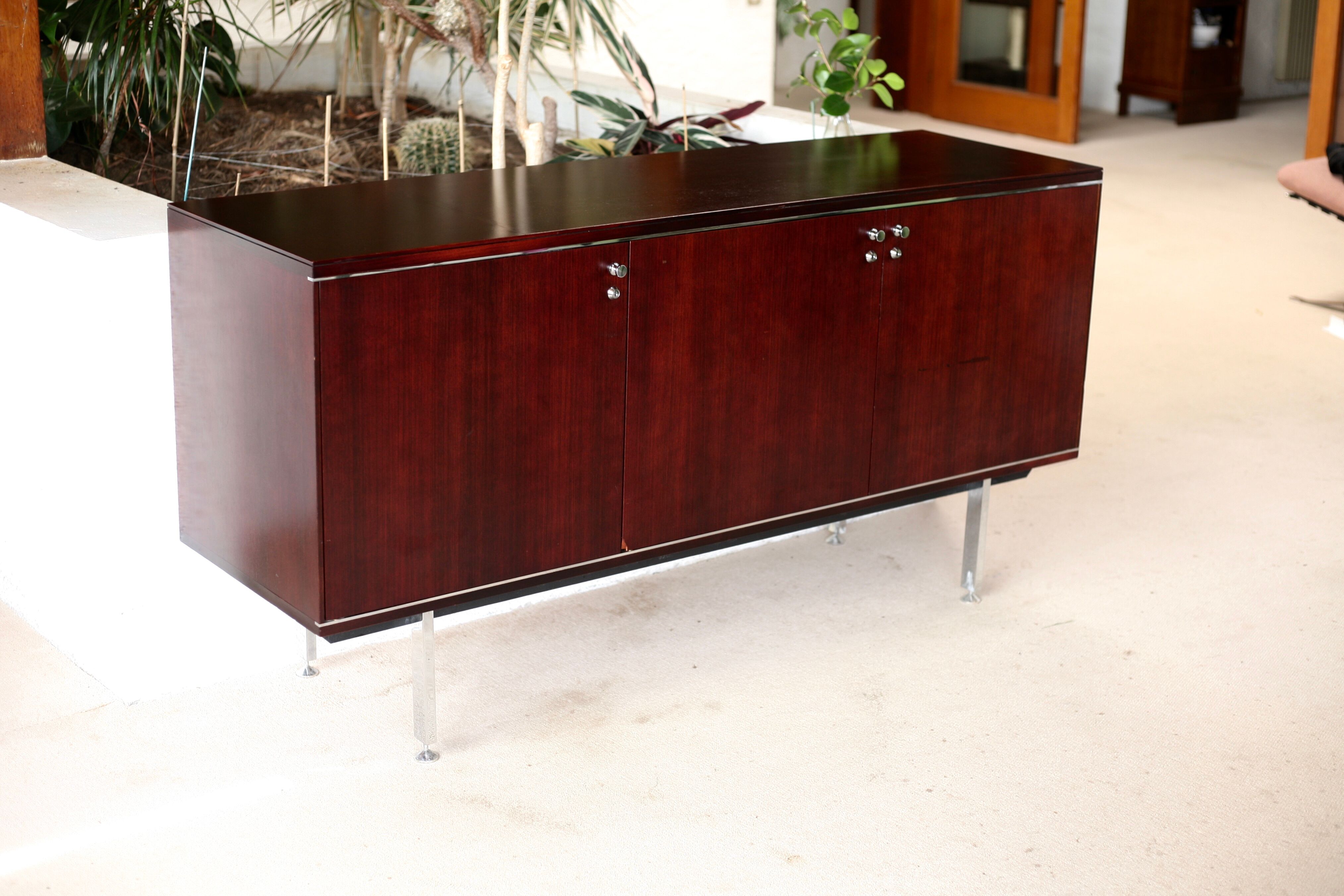 Sideboard solid wood and steel, France, cira 1970, Negroni edition