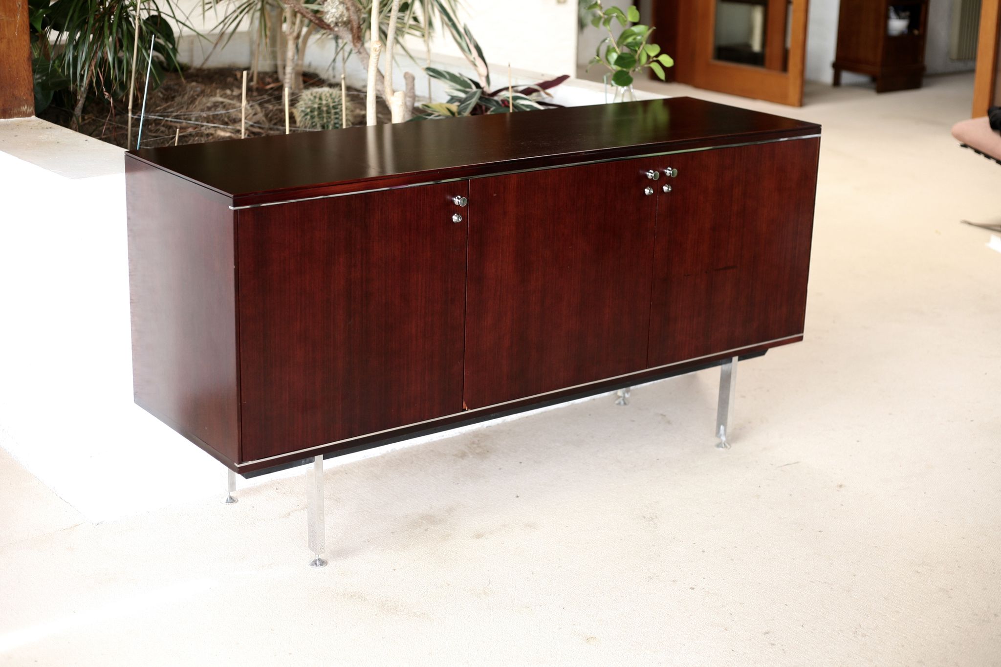 Sideboard solid wood and steel, France, cira 1970, Negroni edition