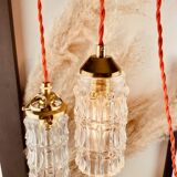 Walking lamp suspension tulip vintage pressed glass 70s