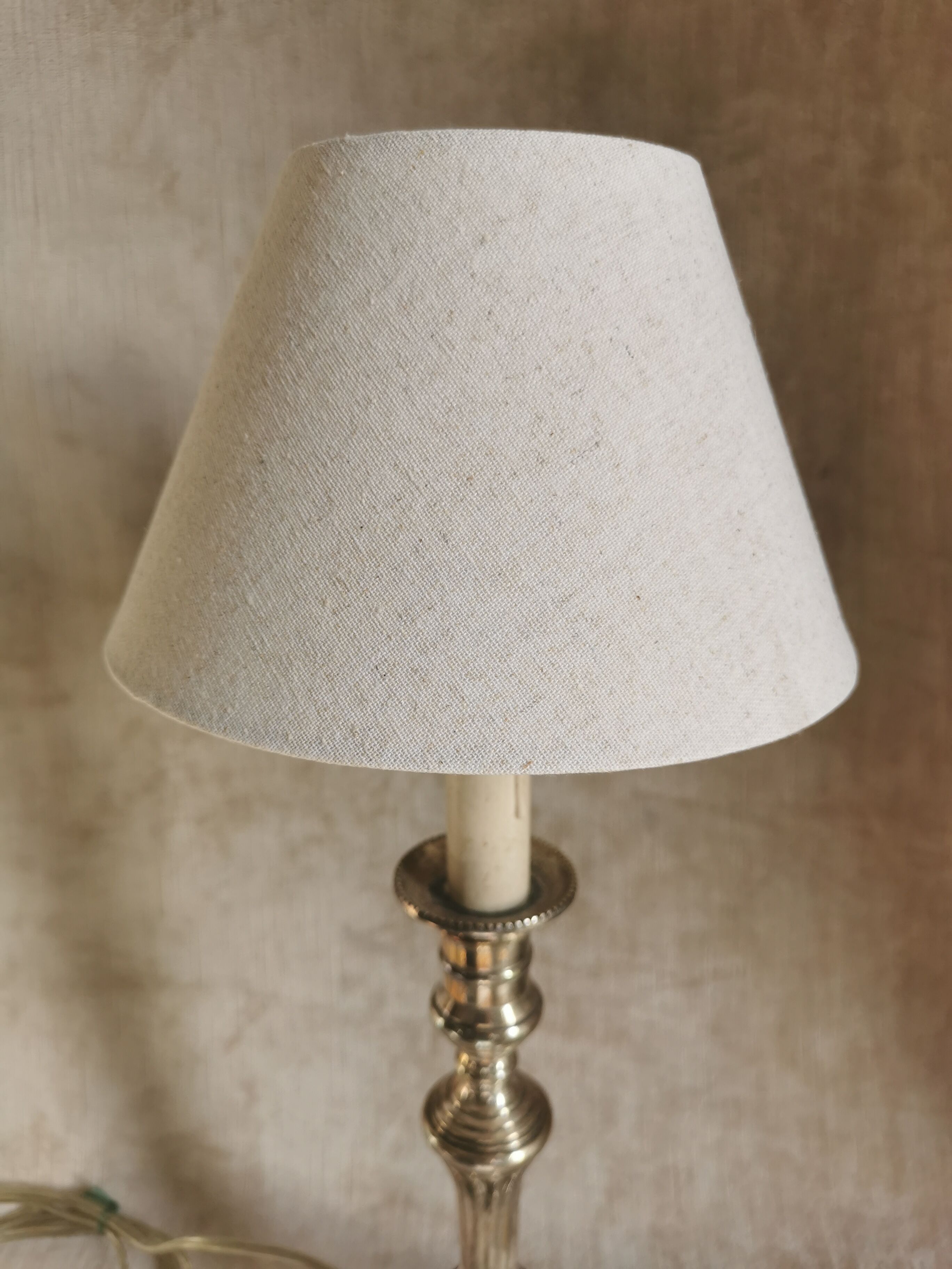 Candle holder in silver bronze, Louis XVI style, mounted in lamp