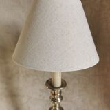 Candle holder in silver bronze, Louis XVI style, mounted in lamp