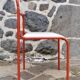 Tubular red metal chair, 70s