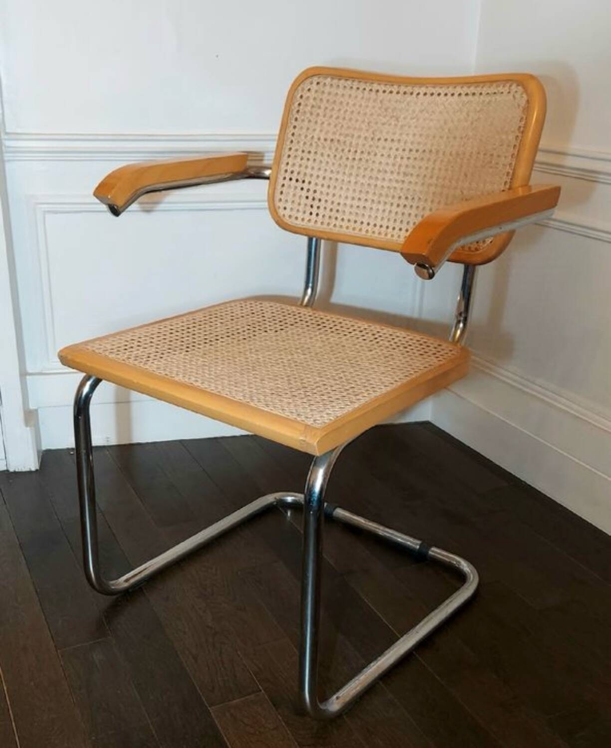 Cesca B64 vintage chair with armrests - Marcel Breuer in light beech - Vintage - Made in Italy - 80s (6 available)