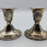 Pair of silver metal candlesticks