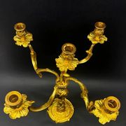Very large five-light candelabra, in the Louis XV rocaille style, made of gilt bronze.
