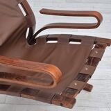 1970s, Scandinavian design, lounge chair, original condition, leather, bent wood.