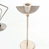 Pair of stainless steel candle holders 80s