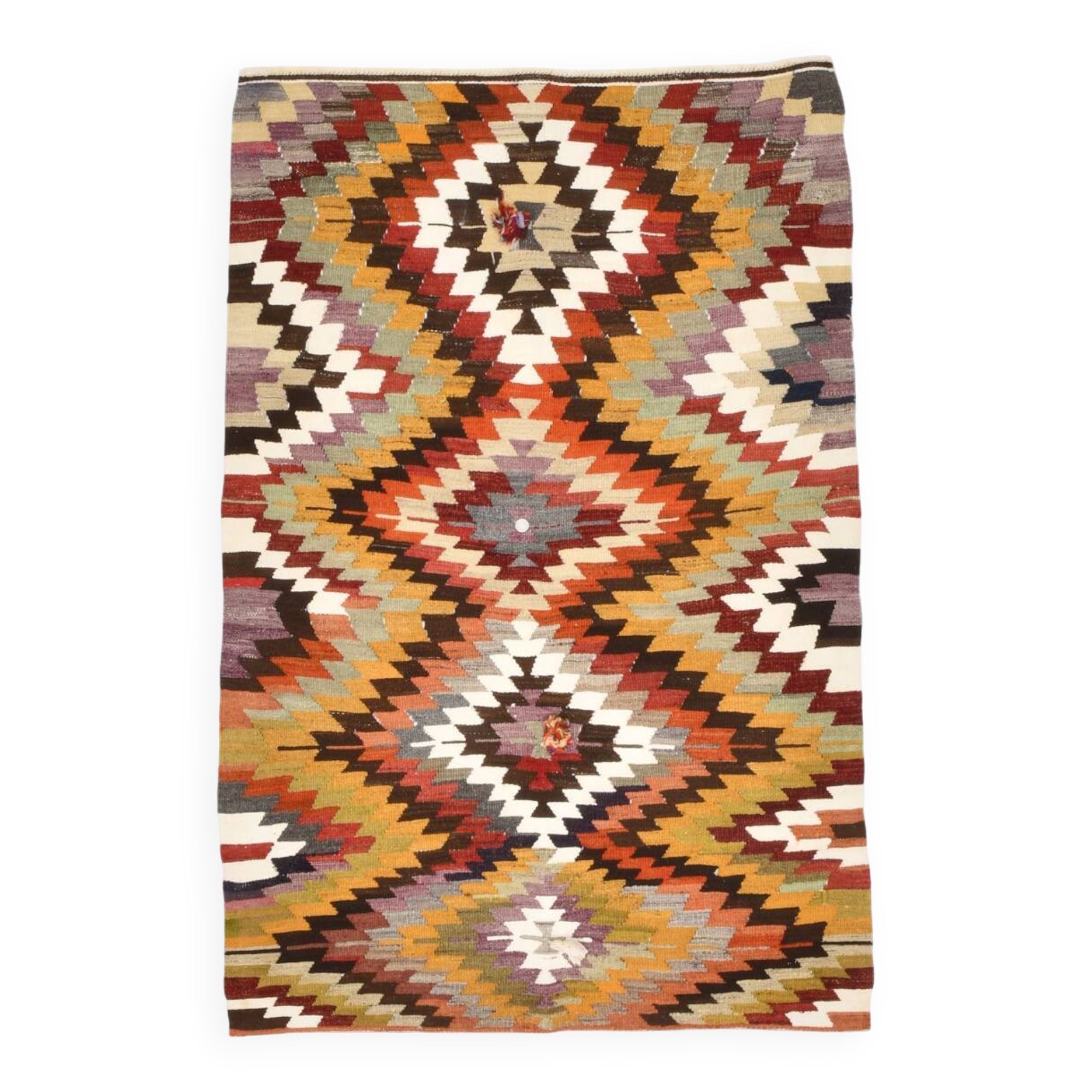 Multicolor Geometric Handmade Kilim Rug, 102x148Cm