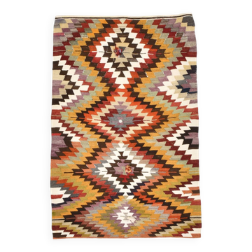 Multicolor Geometric Handmade Kilim Rug, 102x148Cm
