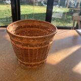 Vintage braided wicker pot cover