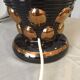 Lampe originale faïence de St Clément art deco noir et dore forme vase cornet