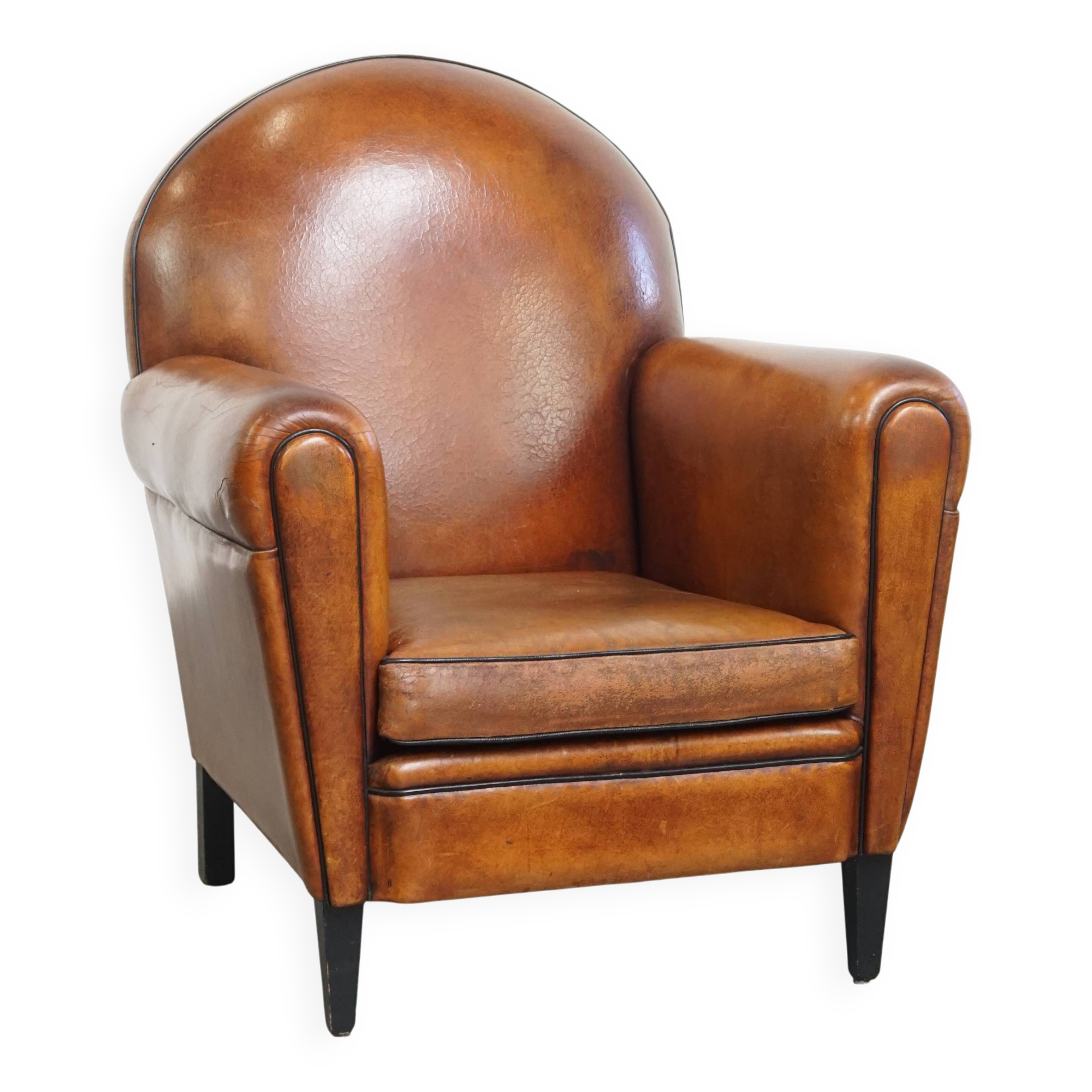 Sheepskin Leather Art Deco Style Design Armchair