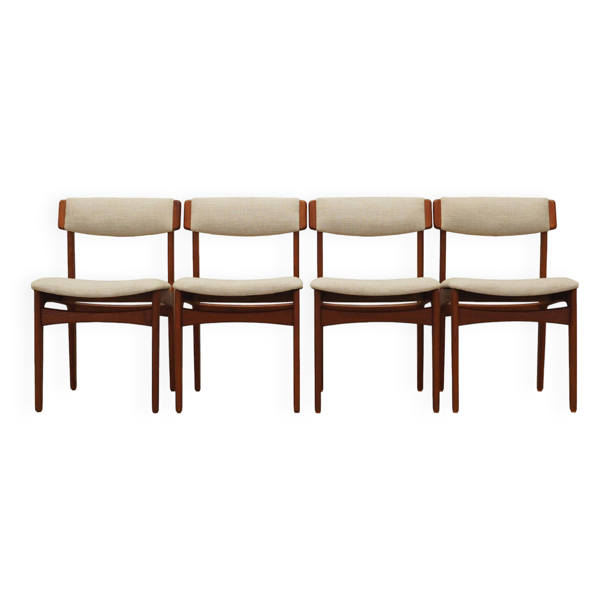 Set of four teak chairs, Danish design, 1960s, manufactured by N. & K. Bundgaard Rasmussen