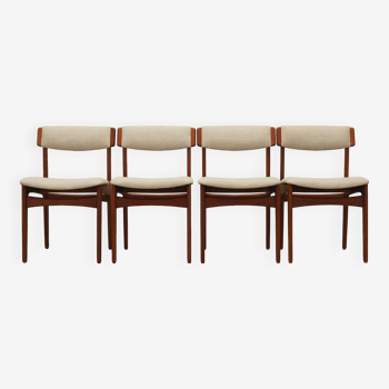 Ensemble de quatre chaises en teck, design danois, années 1960, fabriqué par N. & K. Bundgaard Rasmussen