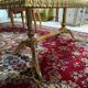 Table basse vintage en marbre et bronze