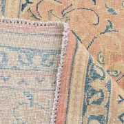 Peach Pink Large Persian Rug, Floral Bordered Vintage Carpet, 292x387Cm