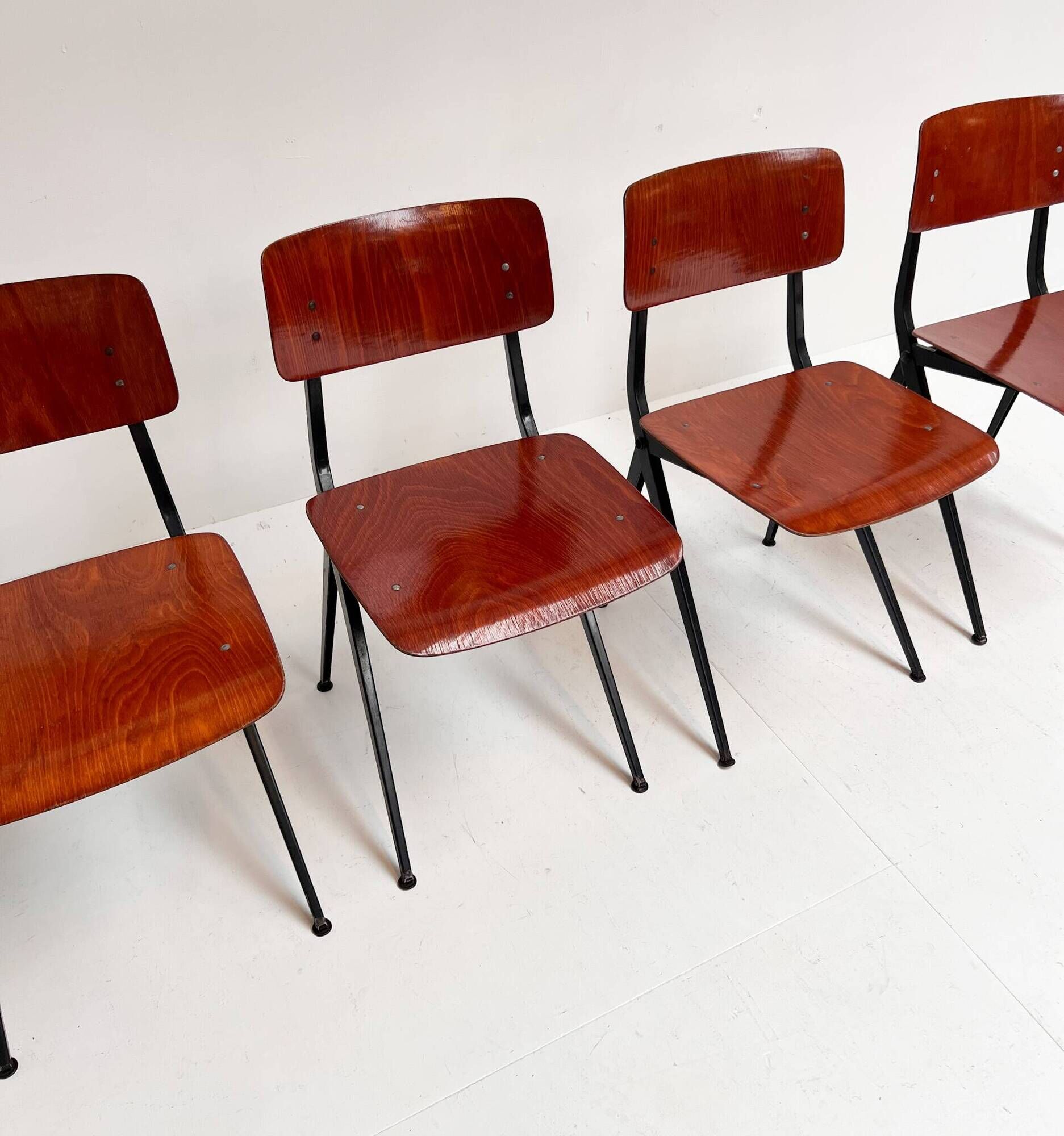 Set of 4 school chairs by Ynske Kooistra for Marko Holland, 1960s.