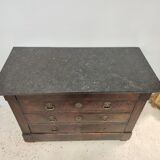 Chest of drawers in wood and gray marble with 4 drawers nineteenth century